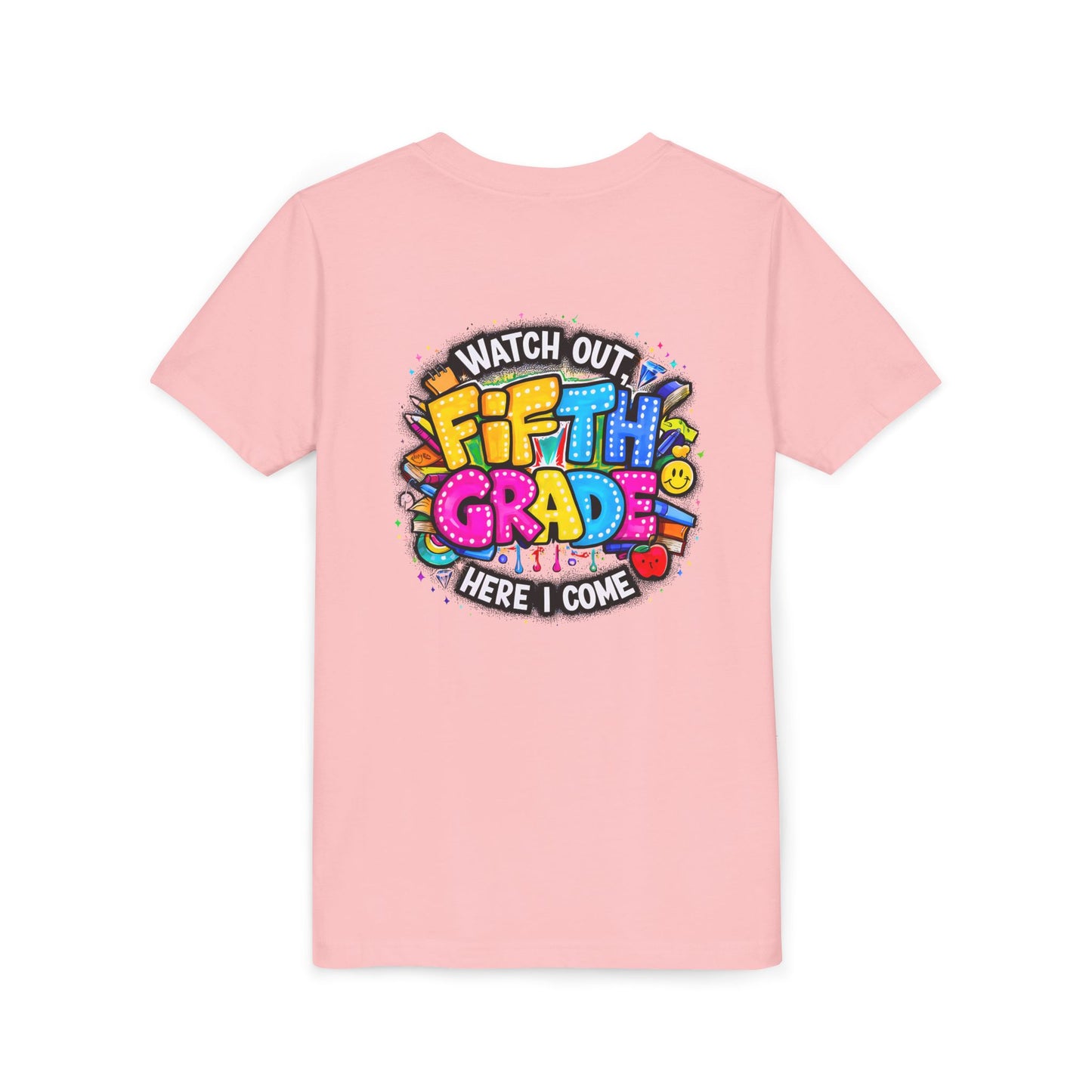 Fifth Grade T‑Shirt for Kids - "Watch Out Fifth Grade Here I Come" Back-to-School Tee