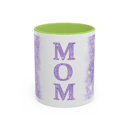 Mom Glitter Accent Coffee Mug – Purple Sparkle Mother's Day Gift (11/15oz)