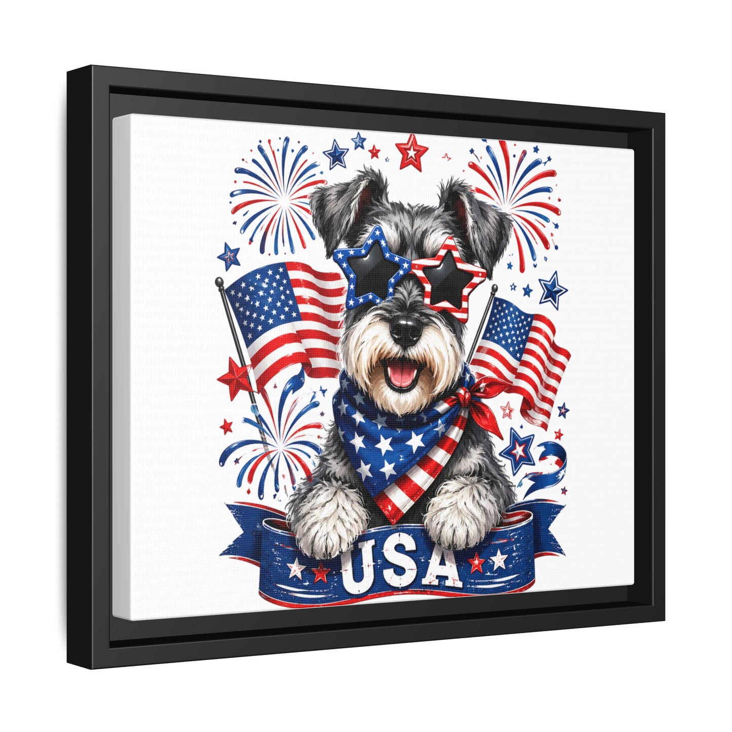 USA Patriotic Schnauzer Canvas Print — 4th of July Wall Art