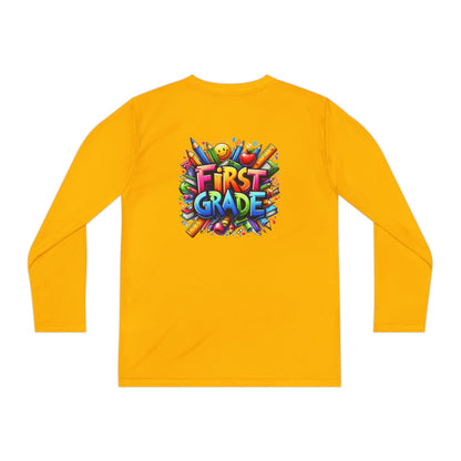 First Grade Youth Long Sleeve Tee — Colorful Back-to-School Shirt