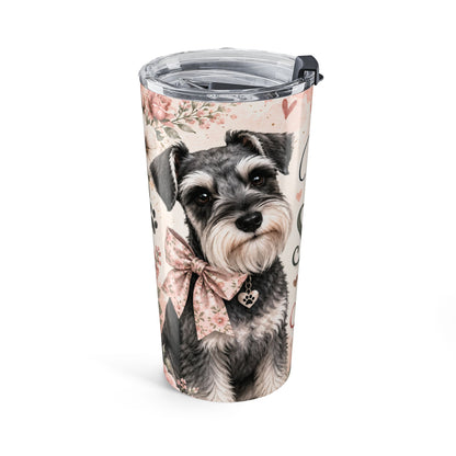 20oz Floral Miniature Schnauzer Tumbler - "Mini Schnauzer Mama" Insulated Travel Cup