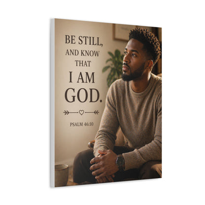 Be Still Psalm 46:10 Canvas Wall Art — Inspirational Christian Stretched Canvas