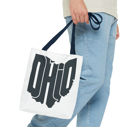 Ohio State Outline Tote Bag — Retro Ohio Text Graphic Tote