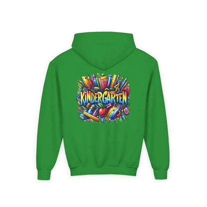 Kindergarten Kids Hoodie — Colorful School Supplies Back-to-School Sweatshirt