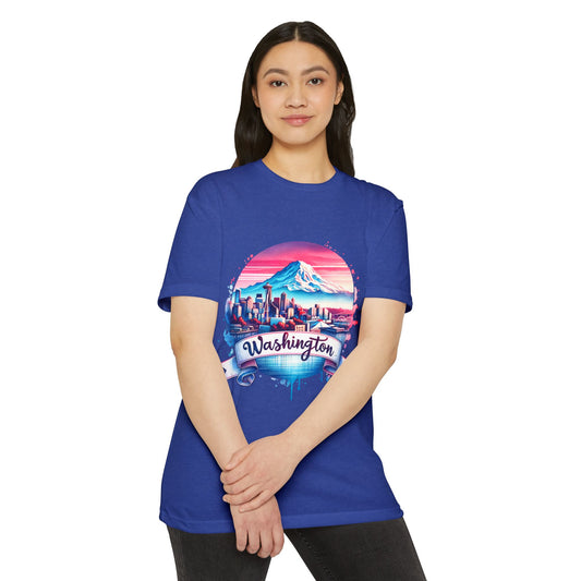 Washington Skyline T-Shirt — Retro Mountain & City Graphic Tee