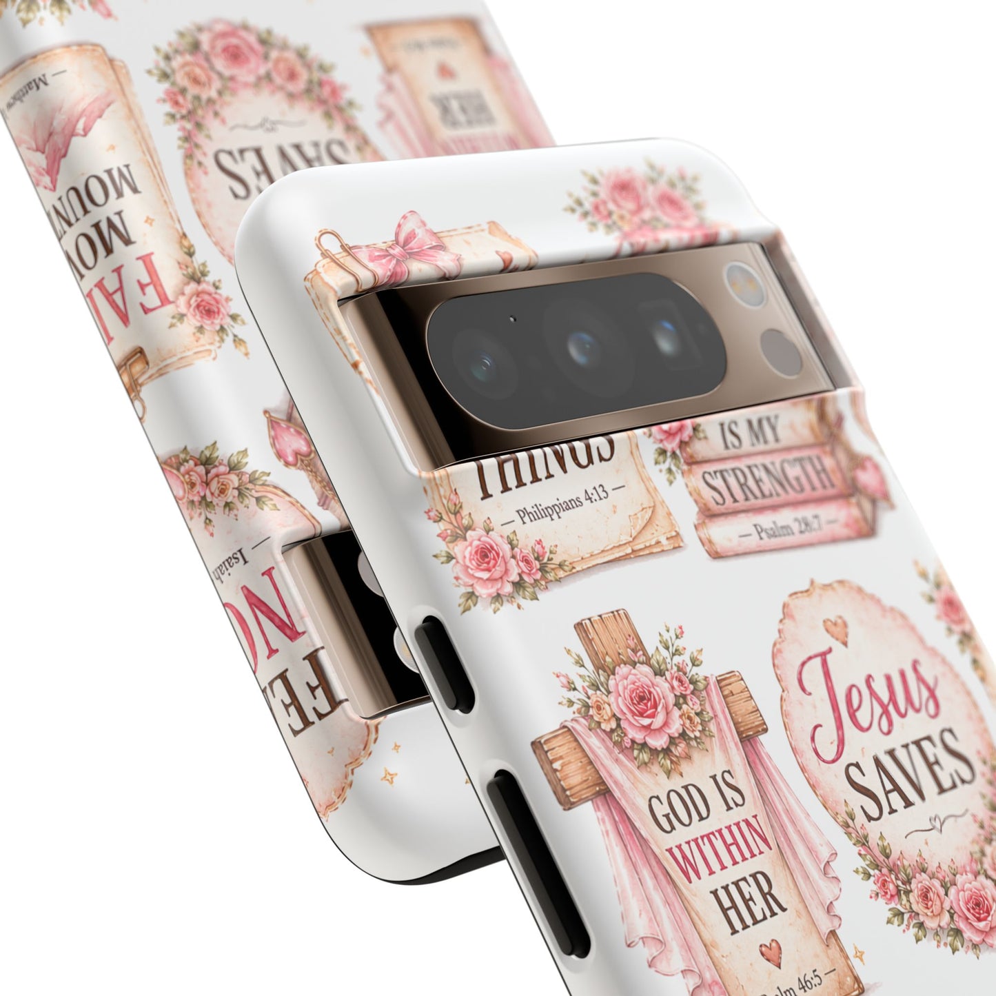Faith Phone Case — 'Jesus Saves' Floral Christian Scripture iPhone Case