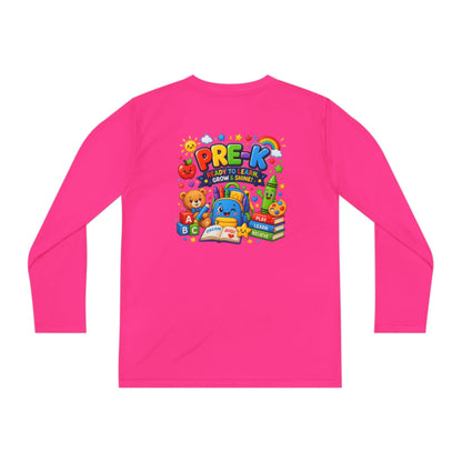 PRE-K Kids Long Sleeve Tee — Back-to-School Preschool Shirt ("Ready to Learn, Grow & Shine")