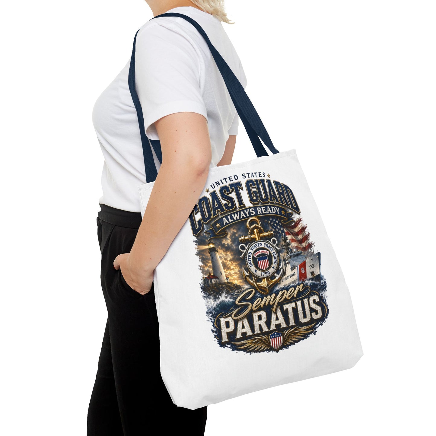 Coast Guard Semper Paratus Tote Bag – U.S. Coast Guard Patriotic Beach & Everyday Carry