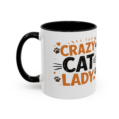 Cat Mug — "Crazy Cat Lady" Cute Kitten Accent Coffee Mug (11/15 oz)