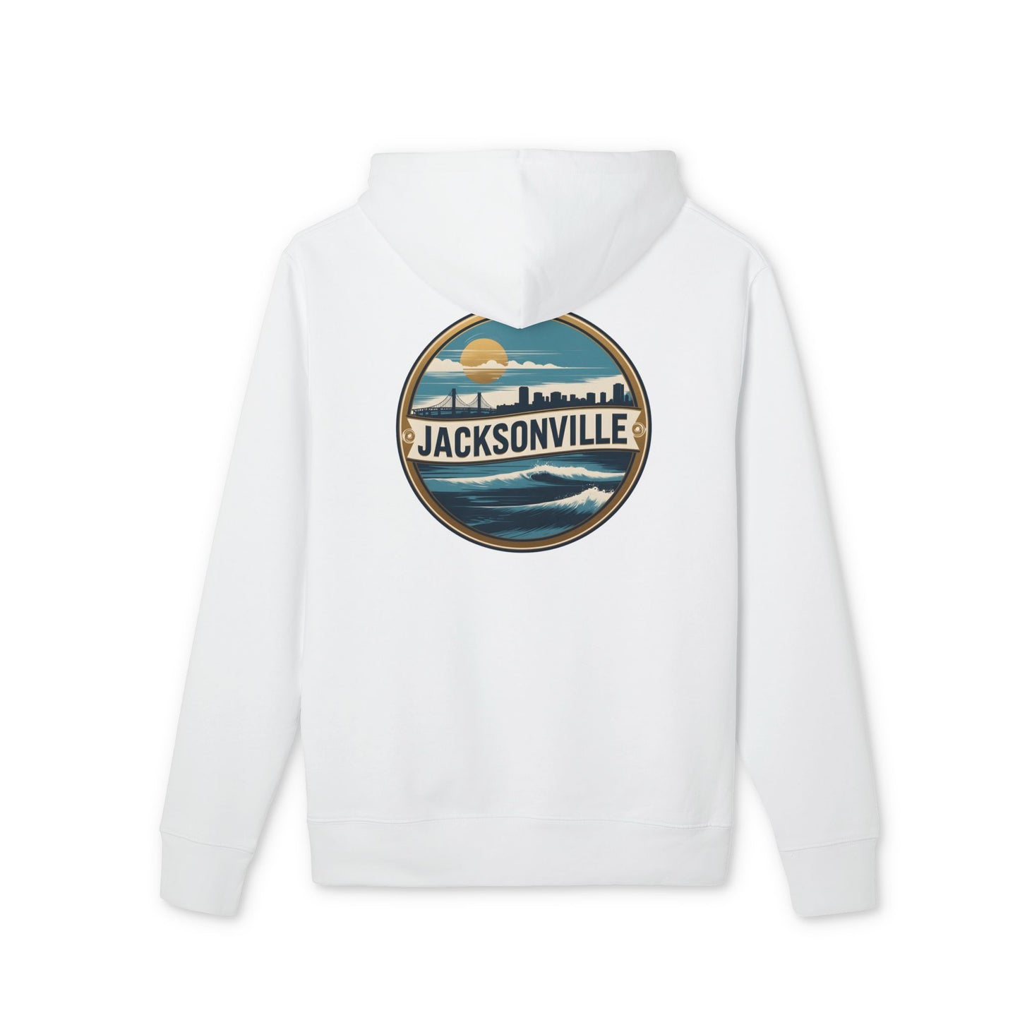 Jacksonville Skyline Hoodie — Vintage Beach Surf Circle Design