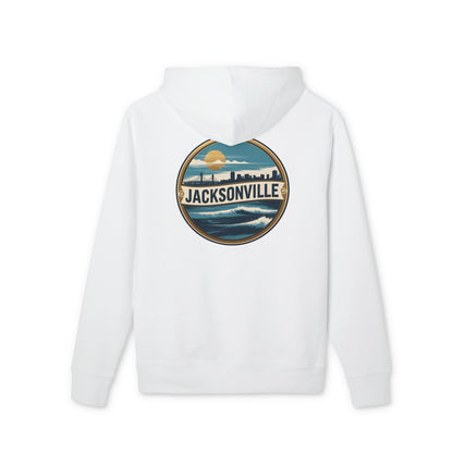 Jacksonville Skyline Hoodie — Vintage Beach Surf Circle Design