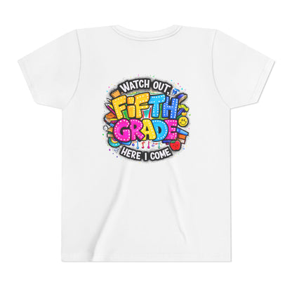 Fifth Grade T‑Shirt for Kids - "Watch Out Fifth Grade Here I Come" Back-to-School Tee
