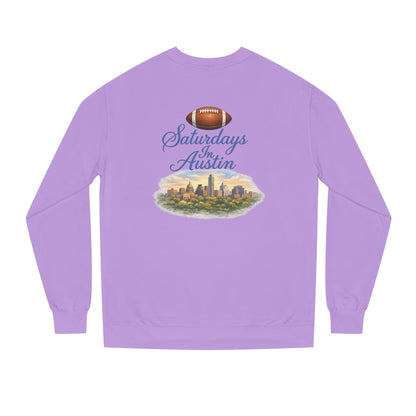 Saturdays in Austin Crewneck Sweatshirt — Floral Football City Skyline Design