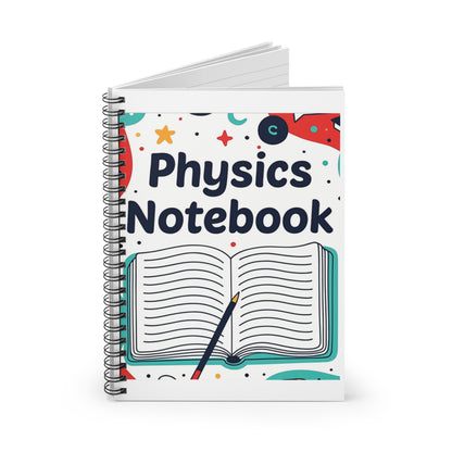 Physics Notebook — Spiral Ruled School Notebook with Open Book Design