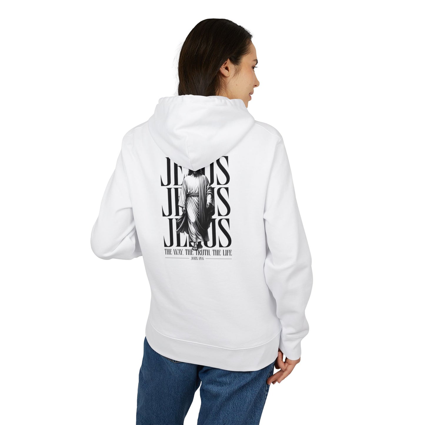Jesus Statue Hoodie — "The Way The Truth The Life" Christian Pullover