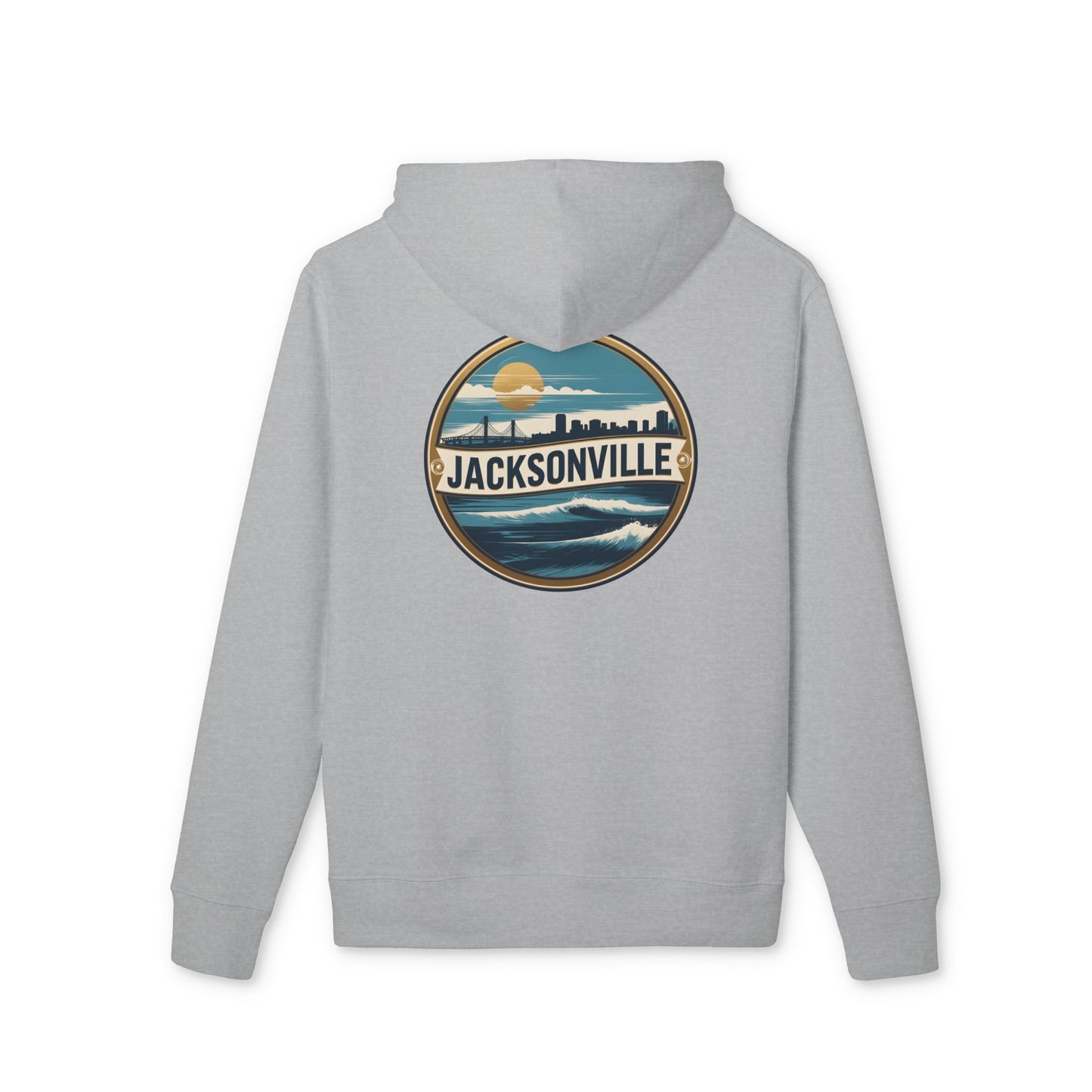 Jacksonville Skyline Hoodie — Vintage Beach Surf Circle Design