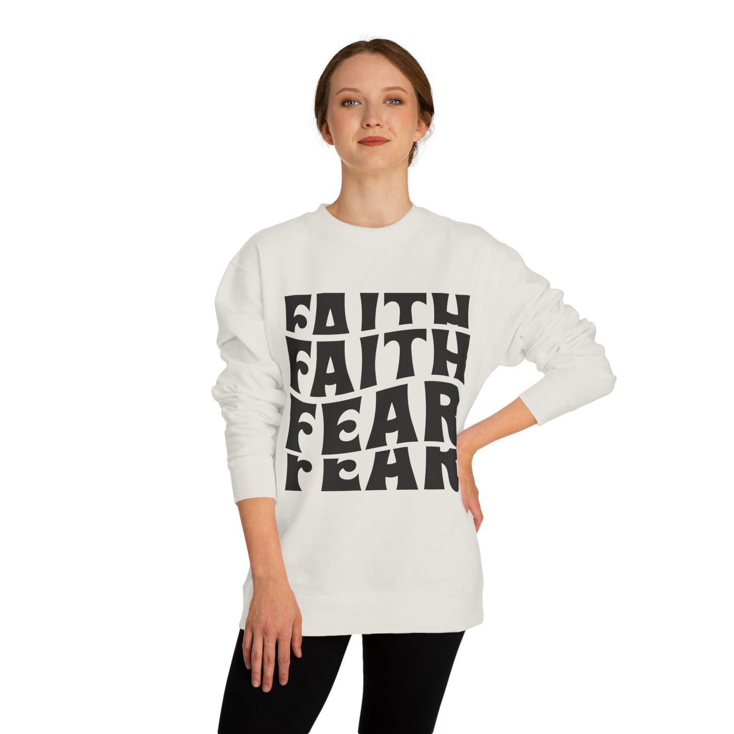 Faith Over Fear Crewneck Sweatshirt — Retro Graphic Faith Tee
