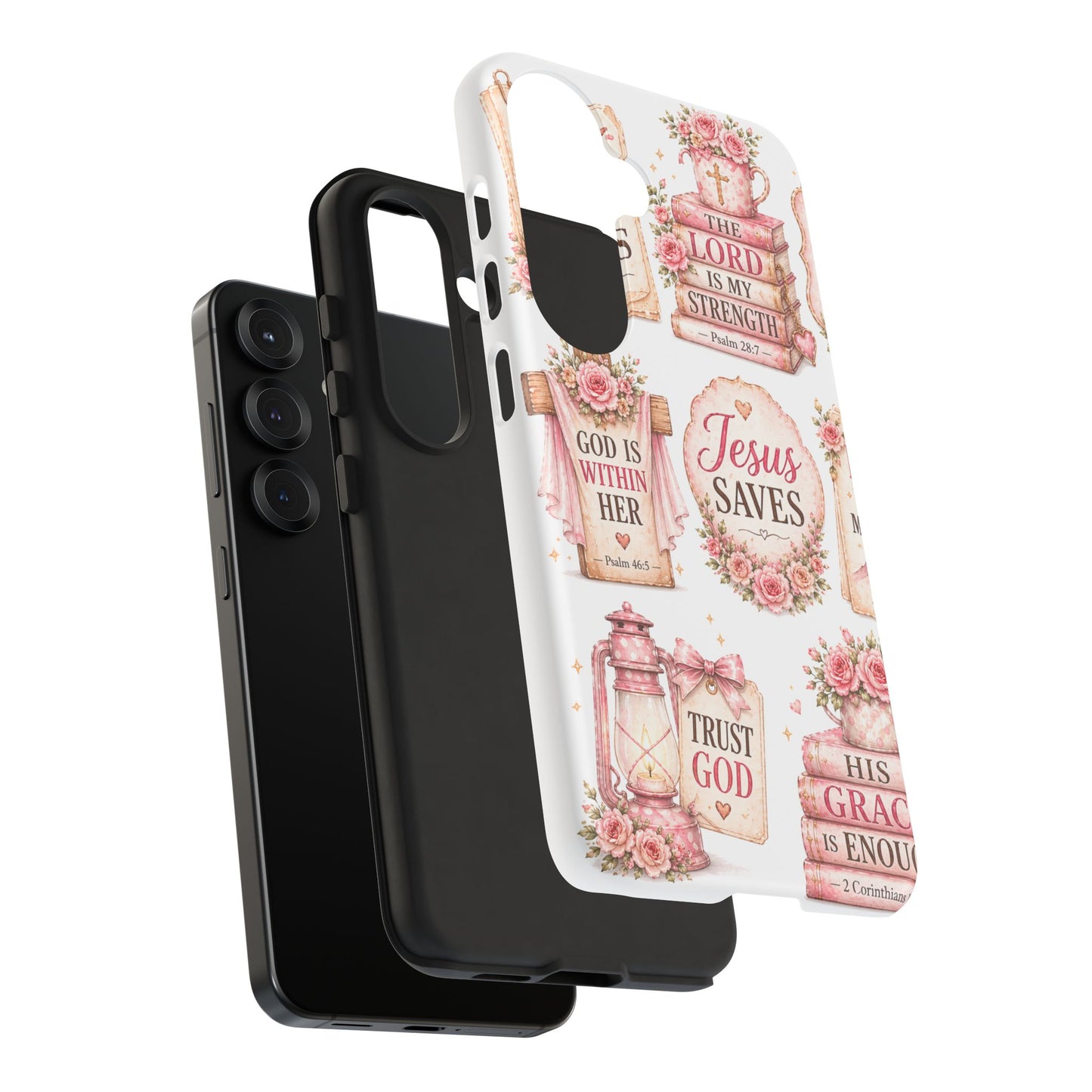Faith Phone Case — 'Jesus Saves' Floral Christian Scripture iPhone Case
