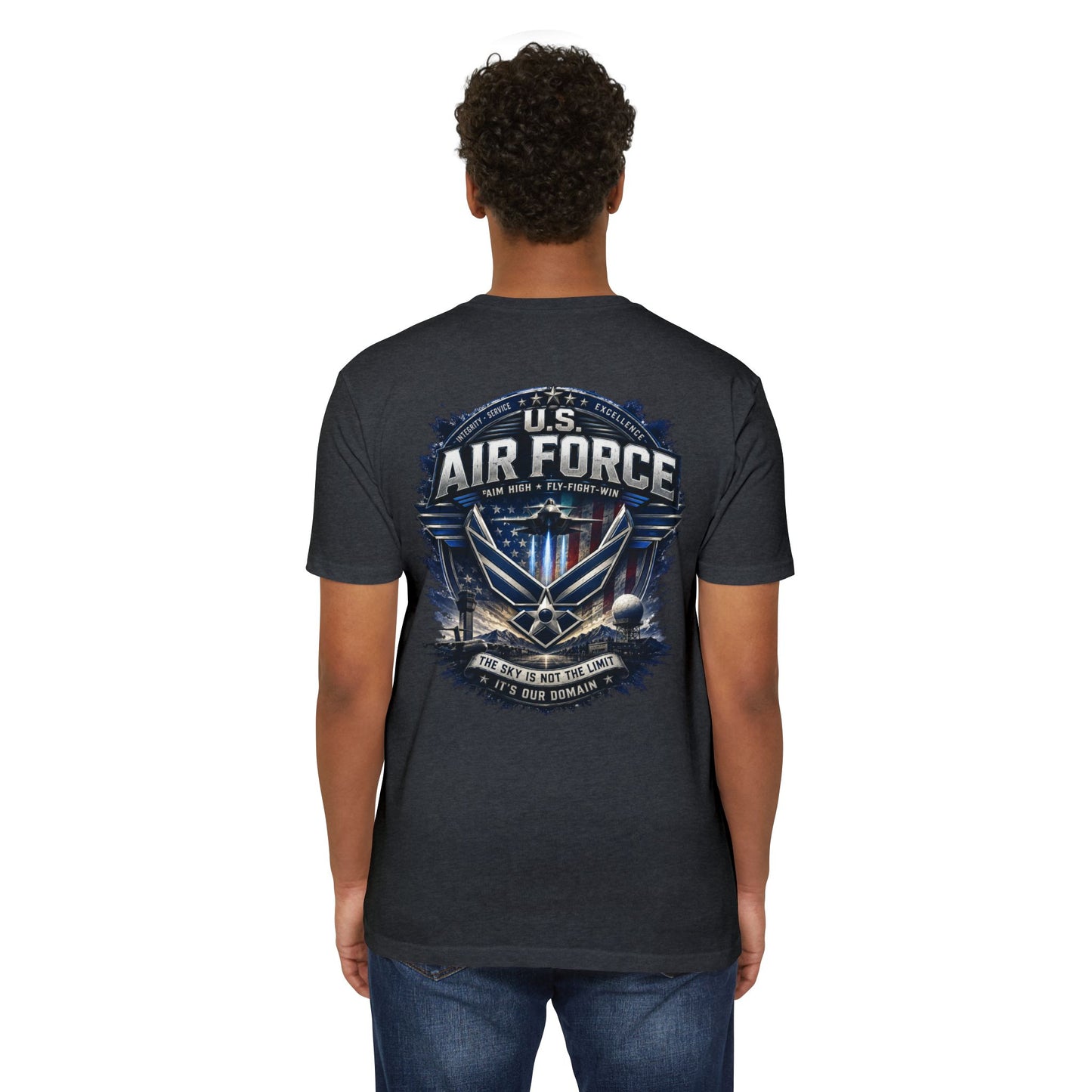U.S. Air Force Graphic T-Shirt — Military Emblem Tee ("The Sky Is Not The Limit")