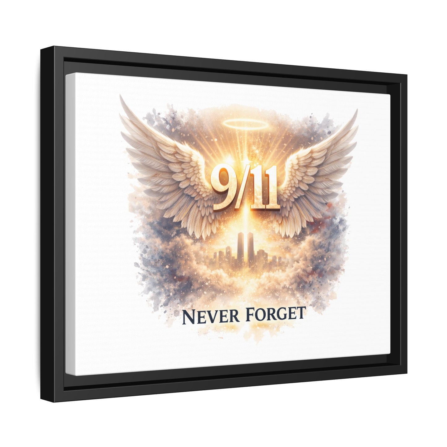 9/11 Memorial Matte Canvas Print — "Never Forget" Framed Wall Art
