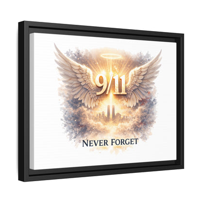 9/11 Memorial Matte Canvas Print — "Never Forget" Framed Wall Art