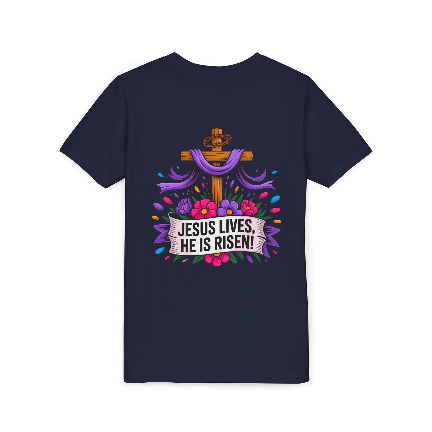 Youth Tee — "Jesus Lives, He Is Risen!" Easter Christian Tee