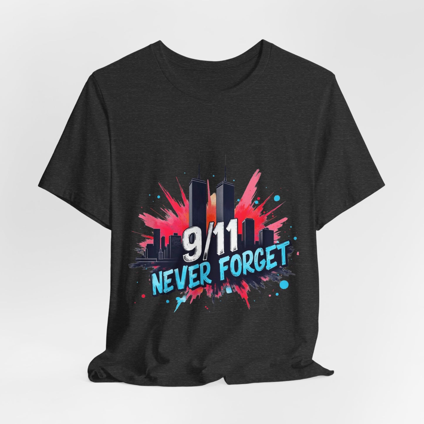 9/11 Never Forget T-Shirt — Patriotic Memorial Tee with Twin Towers Graphic