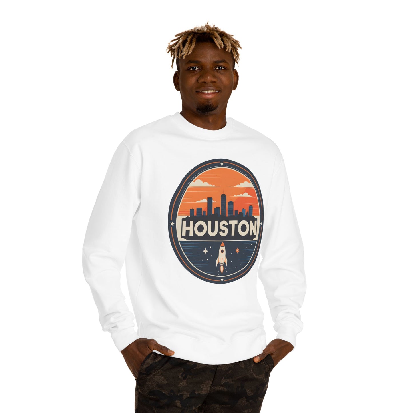 Houston Rocket Patch Sweatshirt — Retro Space City Crewneck