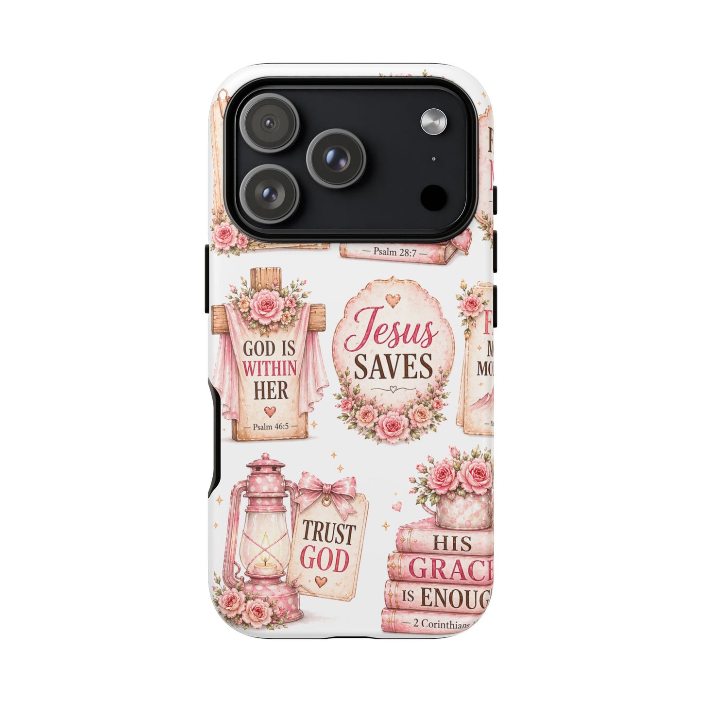 Faith Phone Case — 'Jesus Saves' Floral Christian Scripture iPhone Case