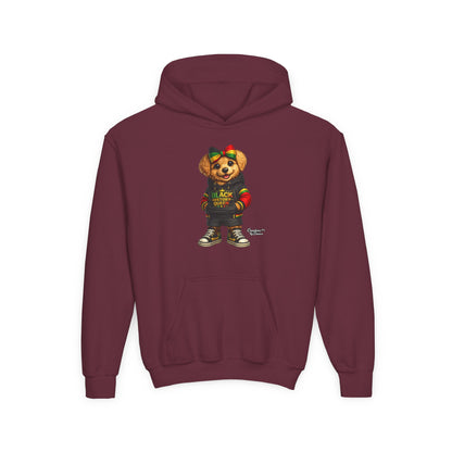 Youth Hoodie — Rasta Bear "Black History Greatness" Kids Pullover