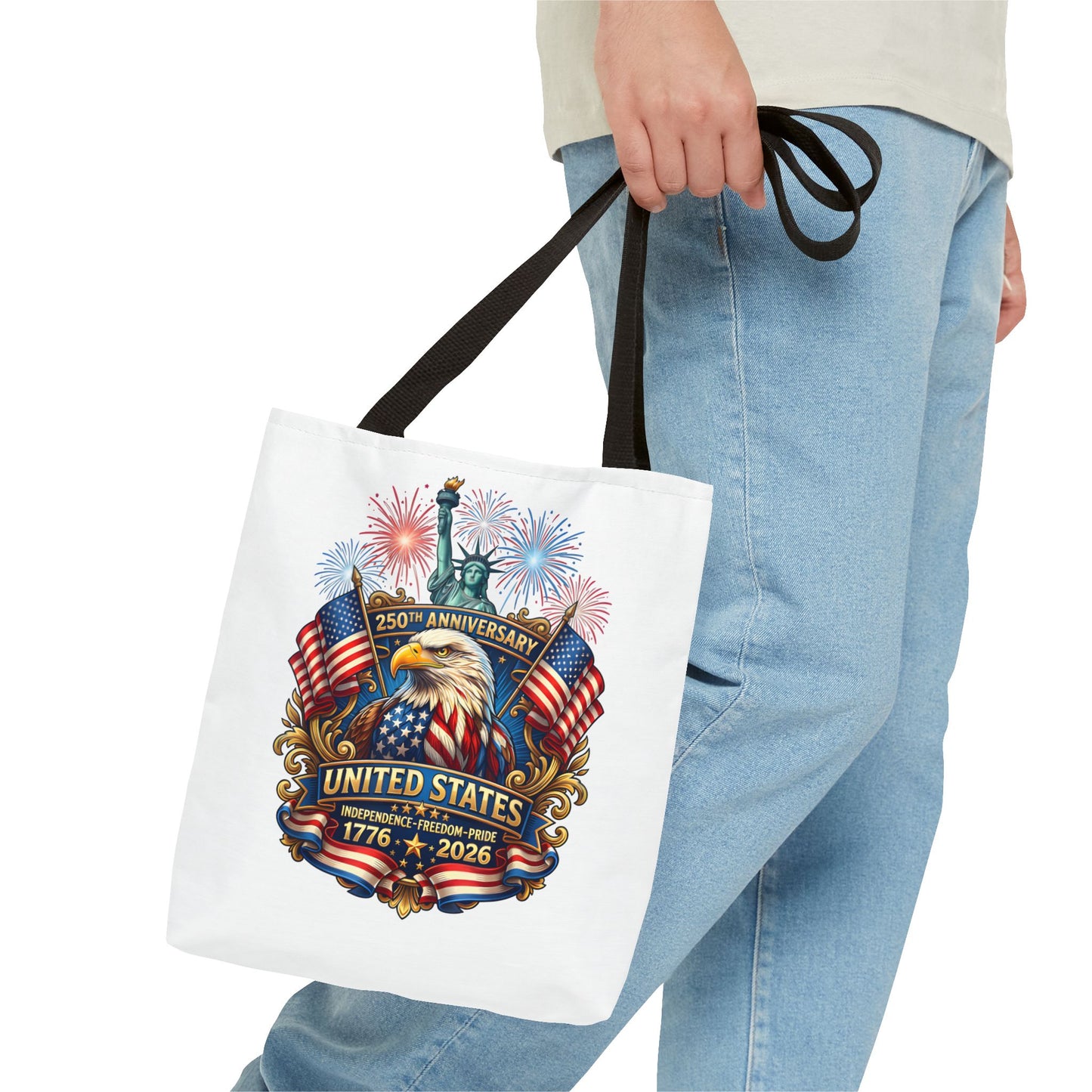 United States 250th Anniversary Tote Bag — Patriotic Eagle & Fireworks 1776–2026