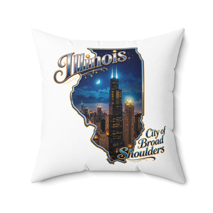 Illinois Skyline Decorative Pillow — "City of Broad Shoulders" State Shape Accent