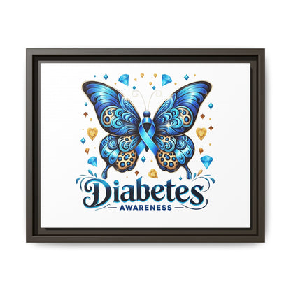 Diabetes Awareness Blue Ribbon Butterfly Matte Framed Canvas