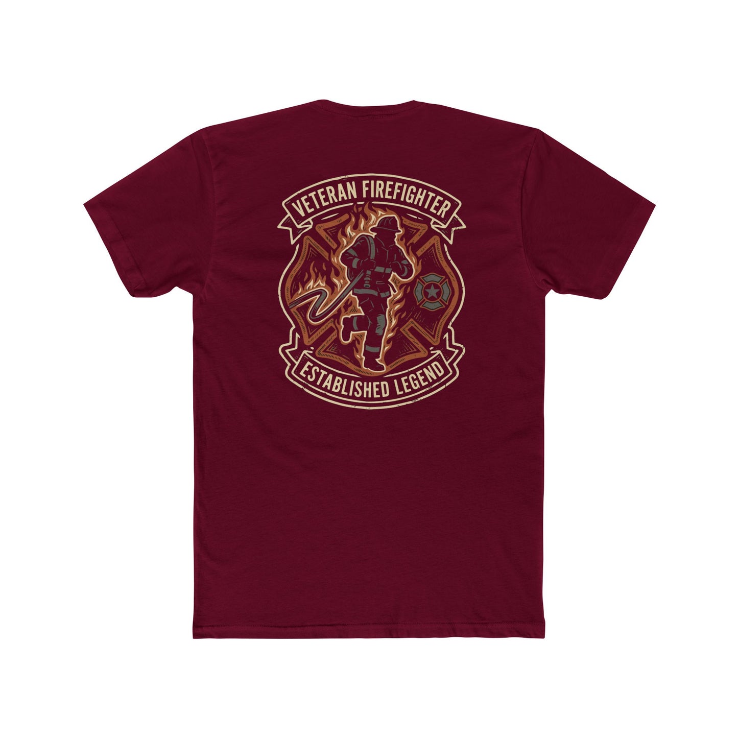 Veteran Firefighter Tee — "Established Legend" Graphic Crew Shirt