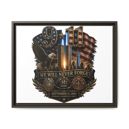 9/11 We Will Never Forget Framed Matte Canvas