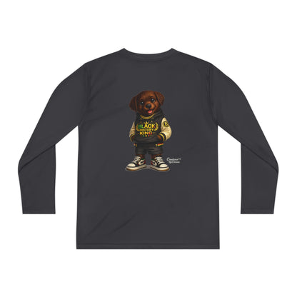Youth Long Sleeve Tee — 'Lil Black Lab' Cute Puppy Graphic Shirt
