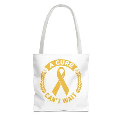 A Cure Can’t Wait Gold Ribbon Tote Bag — Cancer Awareness Support Tote