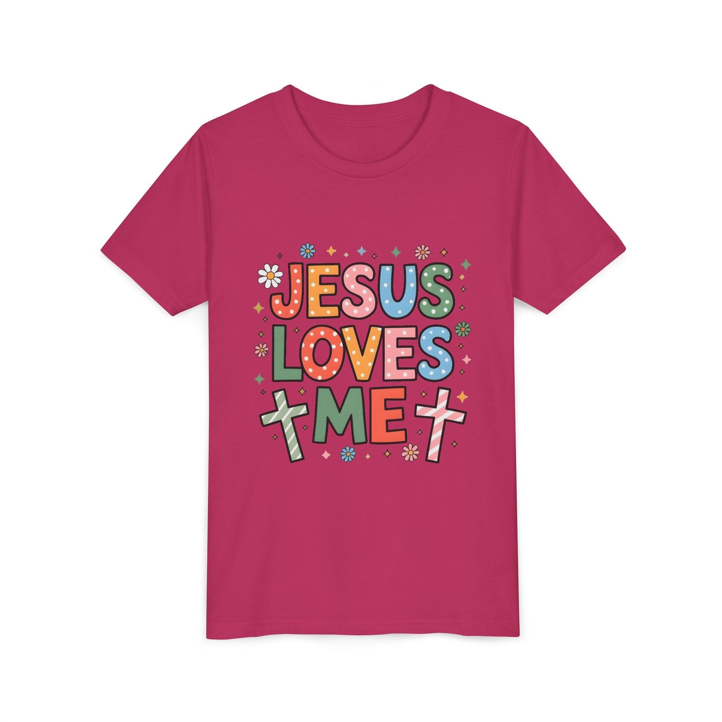 Youth Tee — "Jesus Loves Me" Colorful Christian Kids T-Shirt