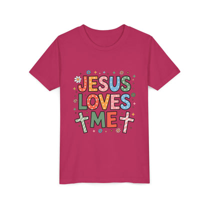 Youth Tee — "Jesus Loves Me" Colorful Christian Kids T-Shirt