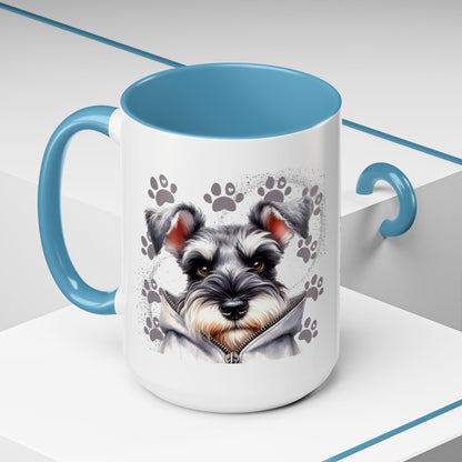 Schnauzer Paw Print Accent Coffee Mug (11/15oz)