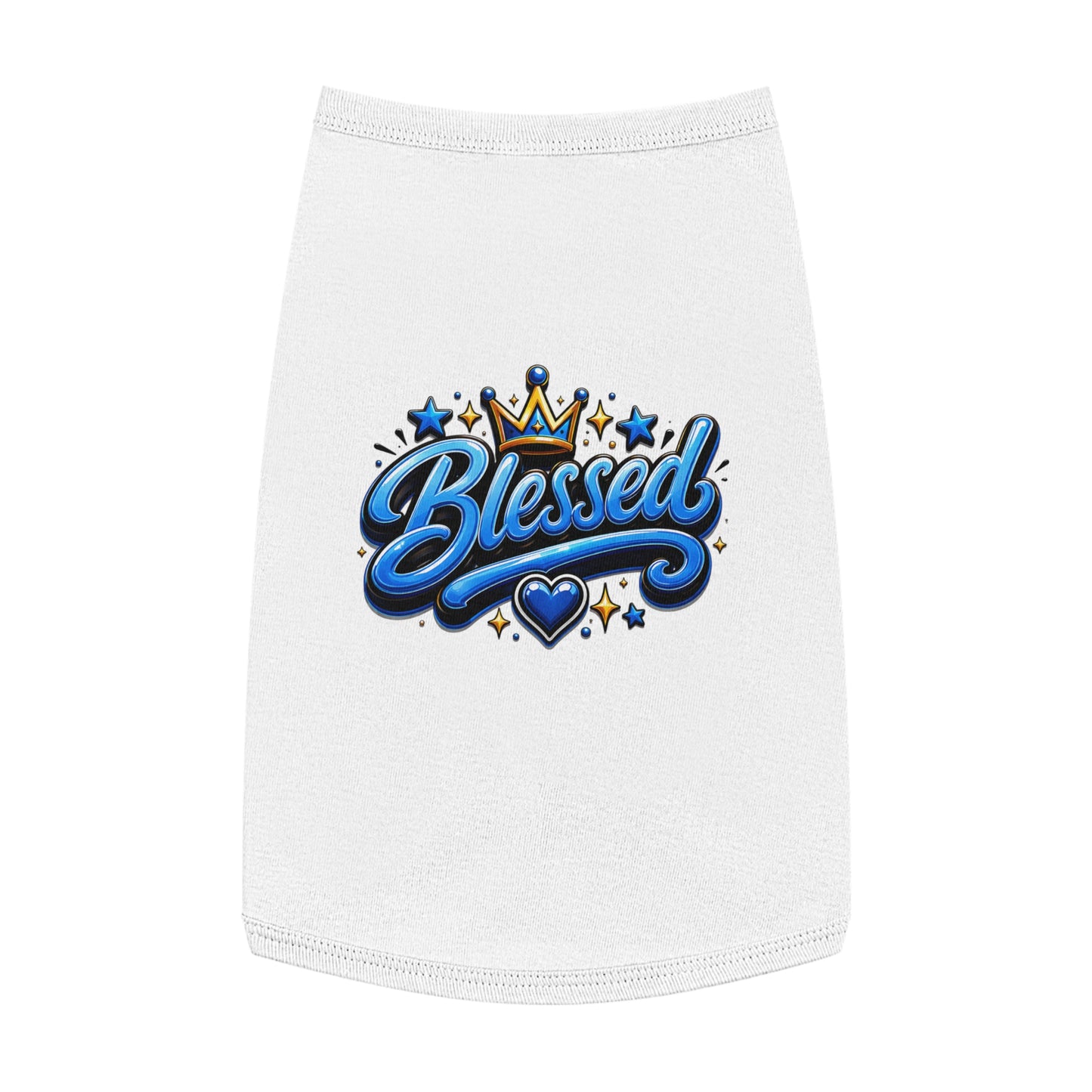 Blessed Pet Tank Top - Blue Crown & Heart Puppy Shirt