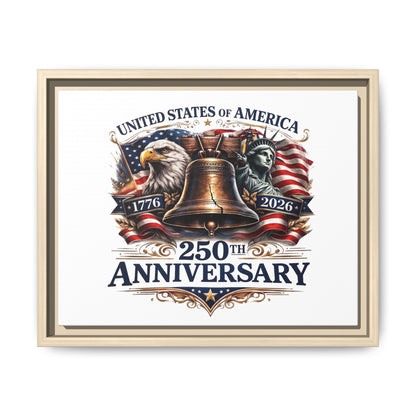 250th Anniversary Framed Canvas - United States of America Patriotic Liberty Bell Print