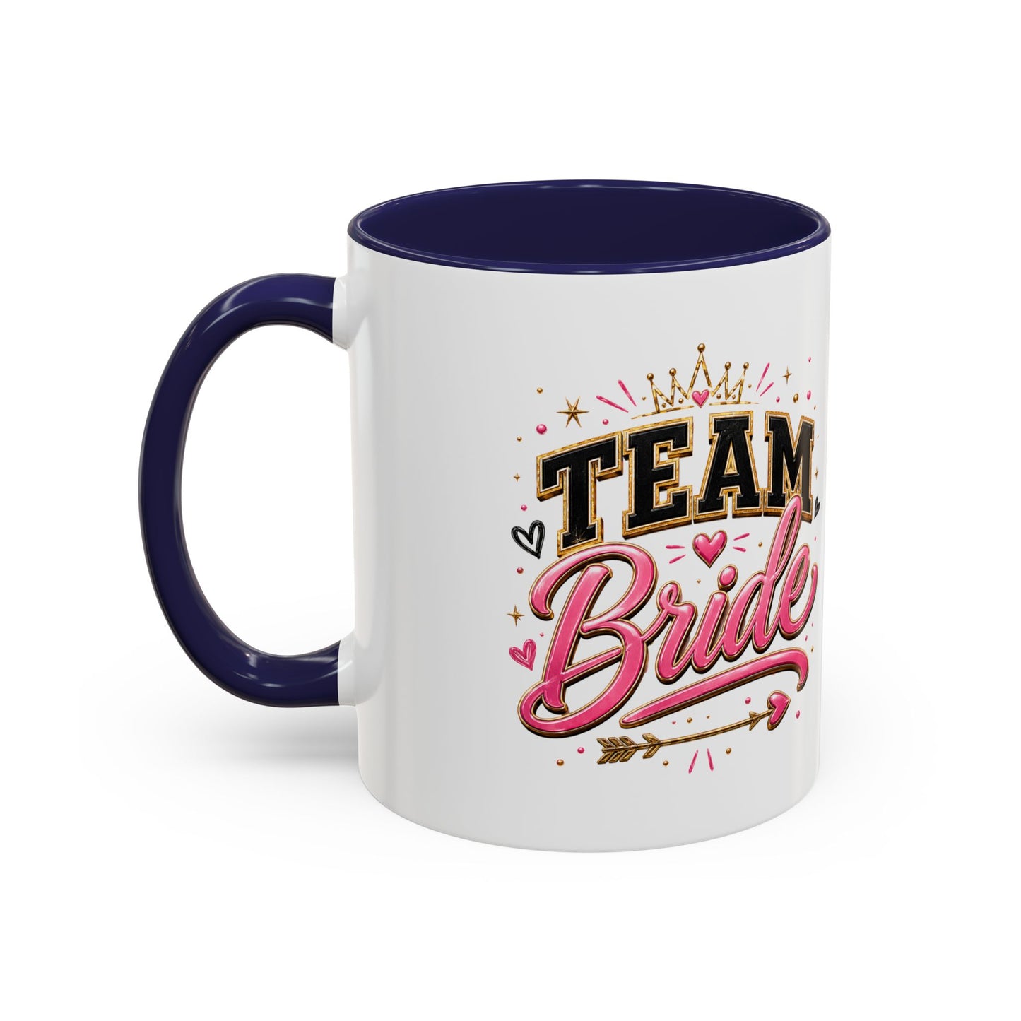 Team Bride Accent Coffee Mug — Pink & Gold Bachelorette Bridal Shower Gift (11/15 oz)