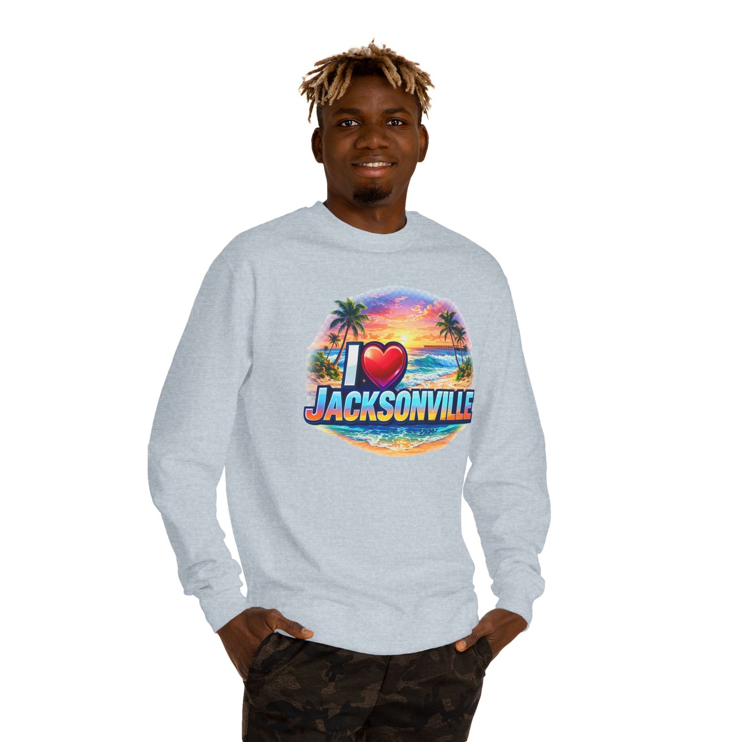 I Love Jacksonville Sweatshirt — Vintage Sunset Beach Crewneck