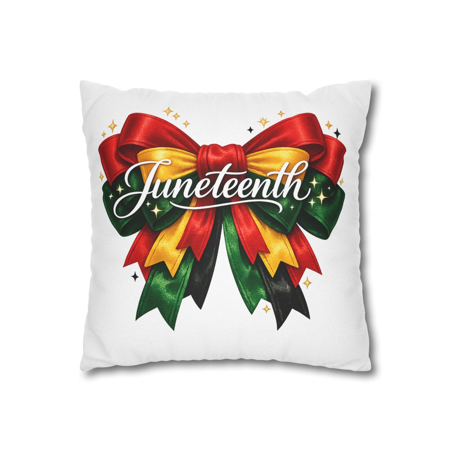 Juneteenth Decorative Pillowcase – Red, Gold & Green Ribbon Accent