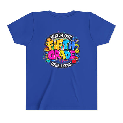 Fifth Grade T‑Shirt for Kids - "Watch Out Fifth Grade Here I Come" Back-to-School Tee
