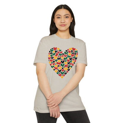 Heart Pattern T-Shirt — Colorful Hand-Drawn Hearts Graphic Tee