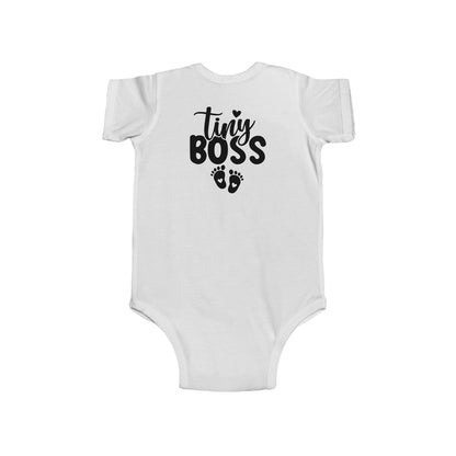 Infant Bodysuit - "Tiny Boss" Baby Onesie with Footprint Graphic