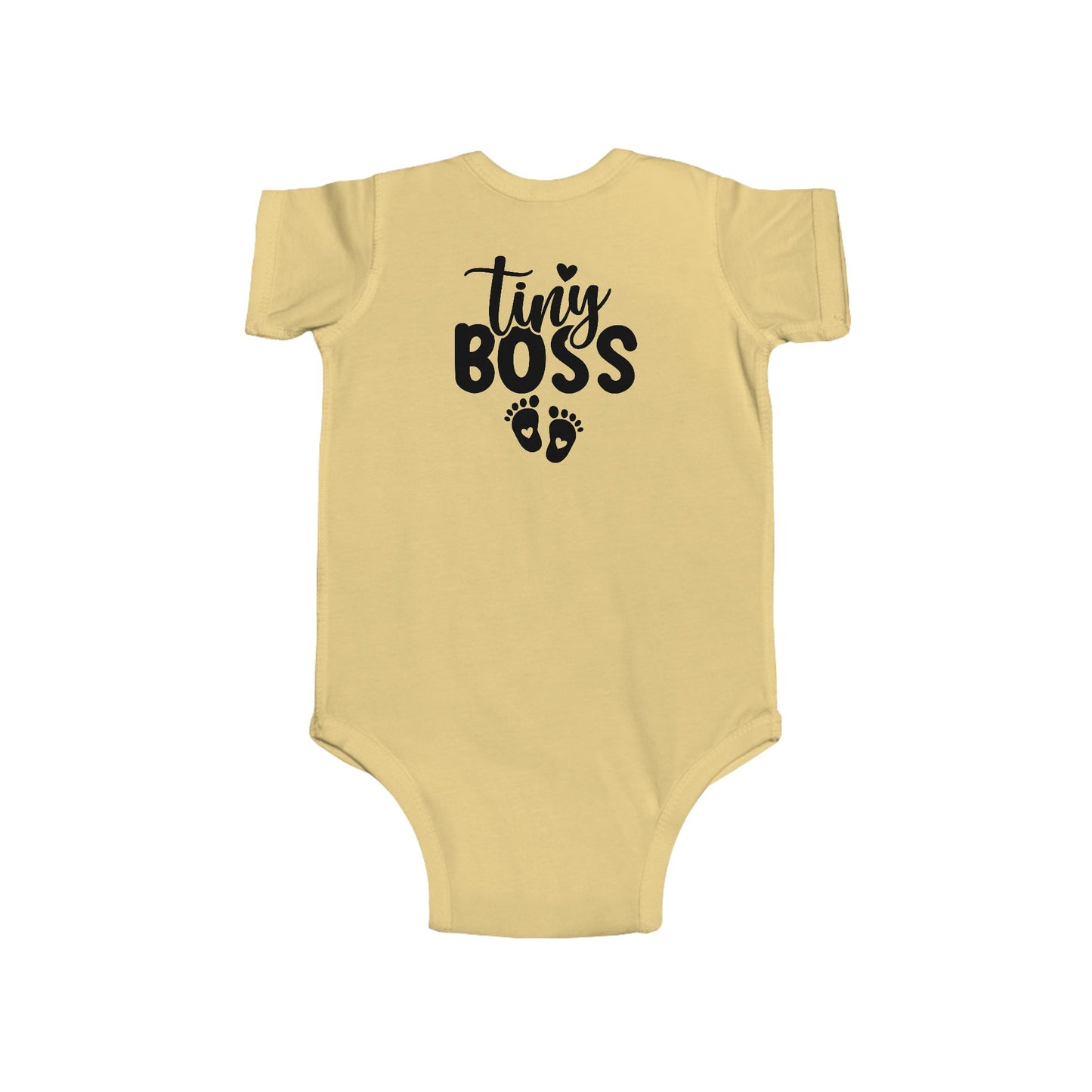 Infant Bodysuit - "Tiny Boss" Baby Onesie with Footprint Graphic