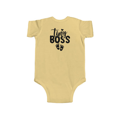 Infant Bodysuit - "Tiny Boss" Baby Onesie with Footprint Graphic